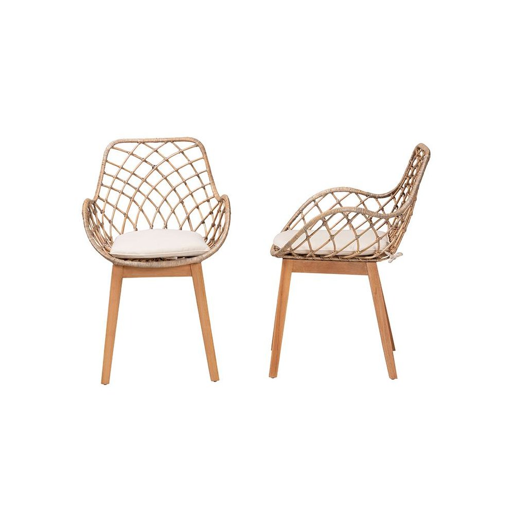 Natural Brown Finished Wood 2-Piece Dining Chair Set. Picture 3