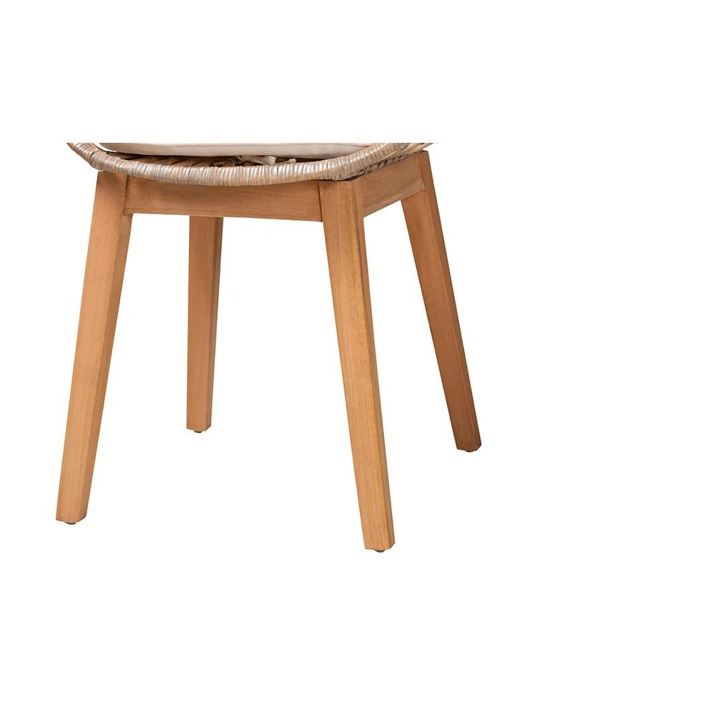 Natural Brown Finished Wood 2-Piece Dining Chair Set. Picture 5