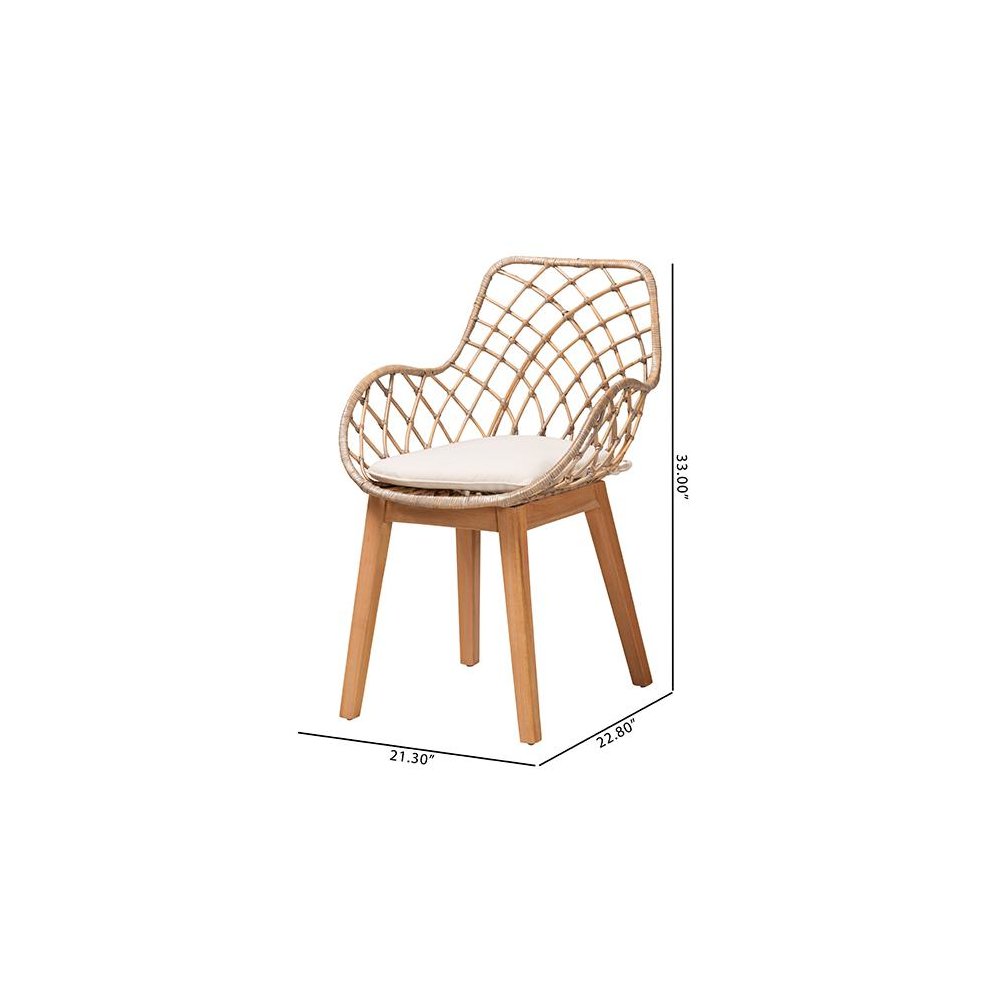 Natural Brown Finished Wood 2-Piece Dining Chair Set. Picture 9