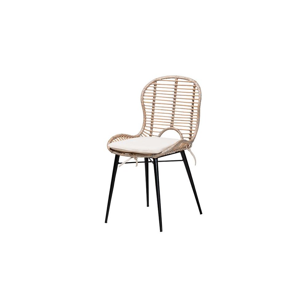 Bohemian Greywashed Rattan and Natural Brown Finished Wood 5-Piece Dining Set. Picture 2
