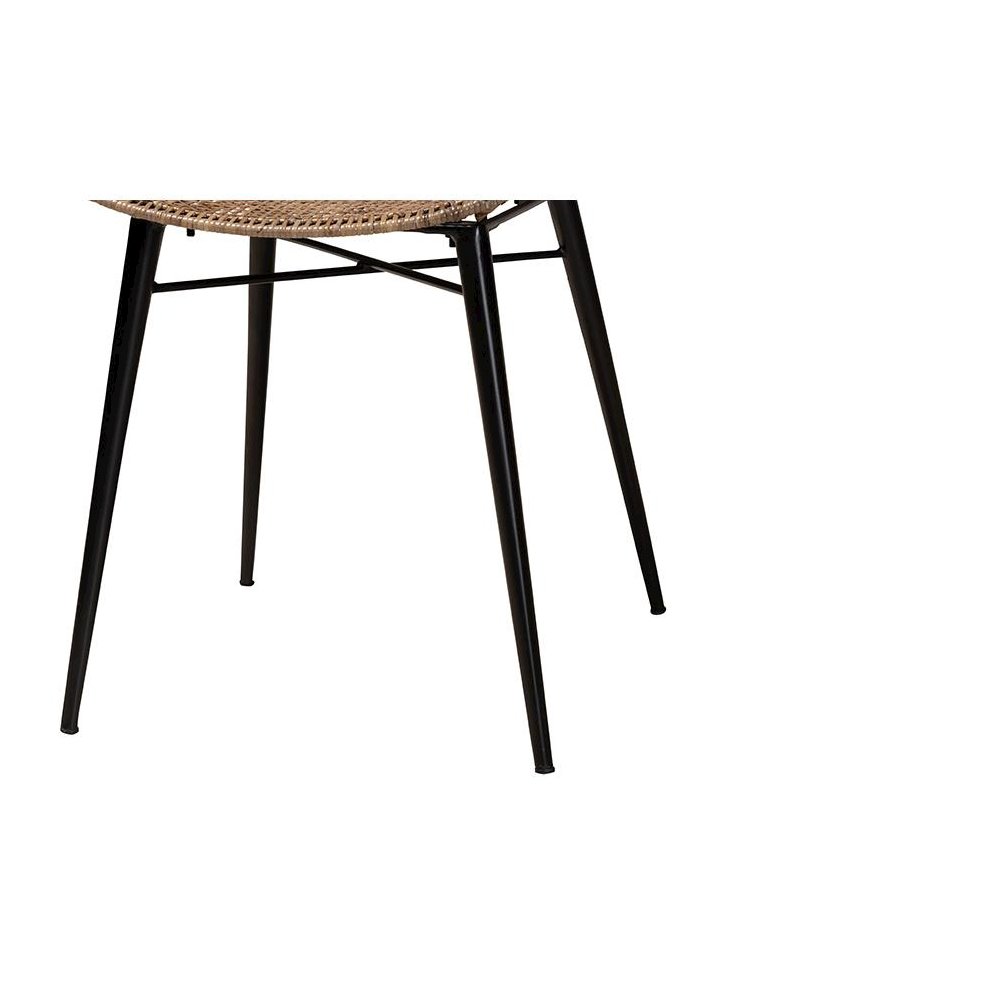 Bohemian Greywashed Rattan and Black Metal 2-Piece Dining Chair Set. Picture 5