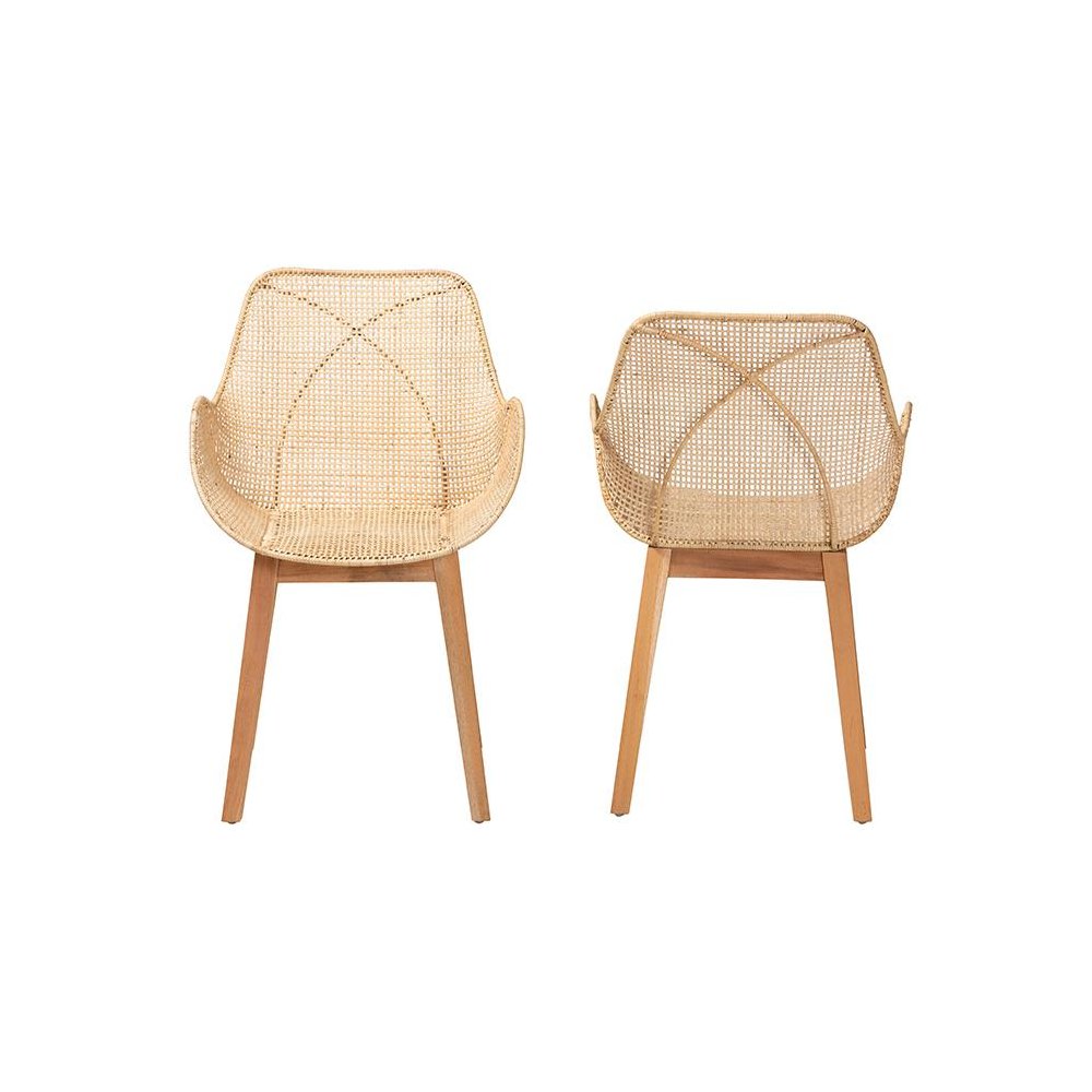 Rattan 2-Piece Dining Chair Set. Picture 2