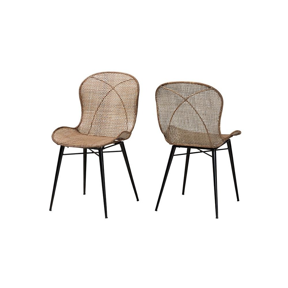 Black Metal 2-Piece Dining Chair Set. Picture 1