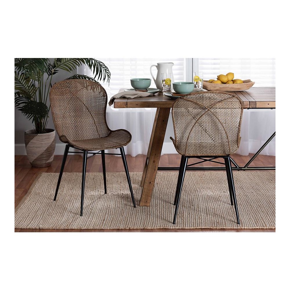 Black Metal 2-Piece Dining Chair Set. Picture 7