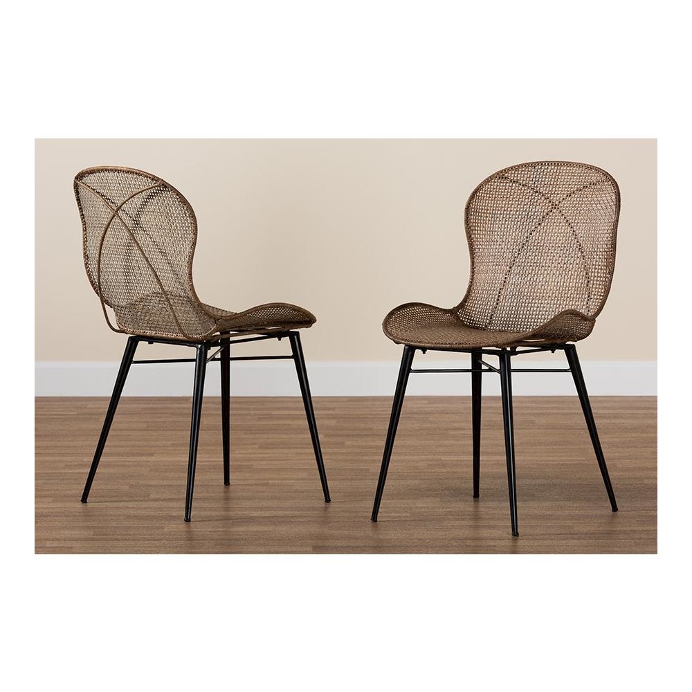 Black Metal 2-Piece Dining Chair Set. Picture 8
