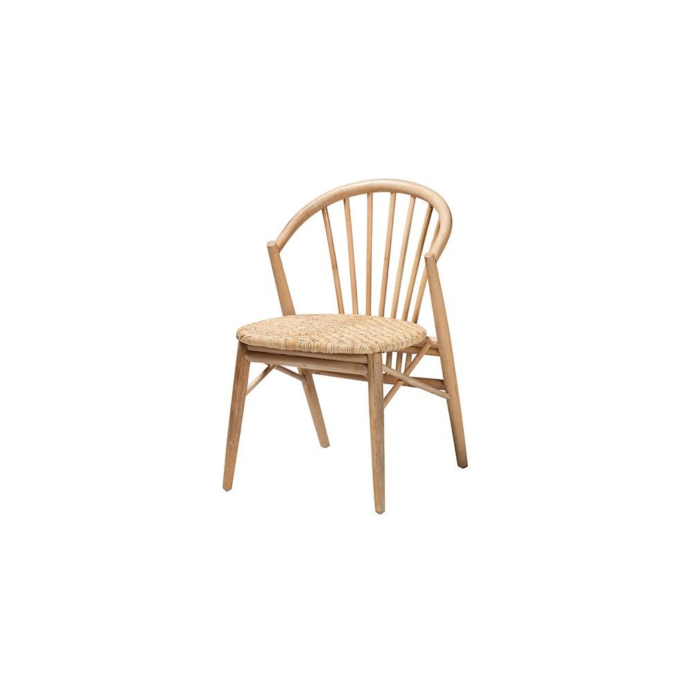 Natural Brown Finished Wood and Rattan Dining Chair. Picture 1