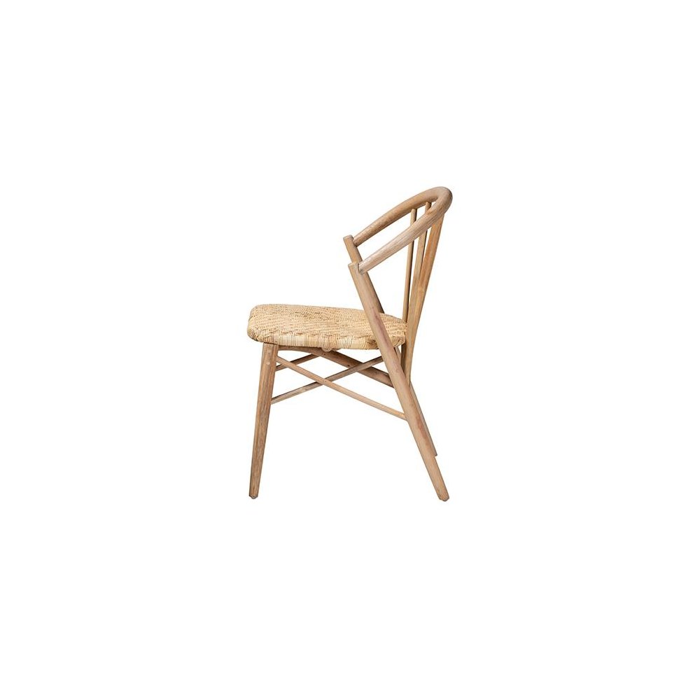 Natural Brown Finished Wood and Rattan Dining Chair. Picture 3