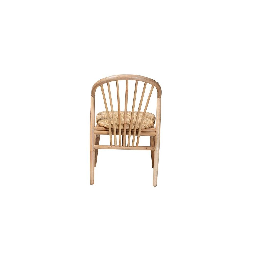 Natural Brown Finished Wood and Rattan Dining Chair. Picture 4