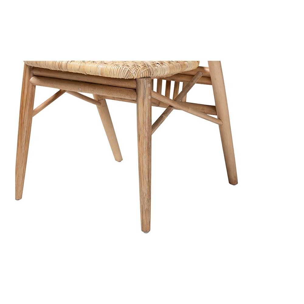 Natural Brown Finished Wood and Rattan Dining Chair. Picture 6