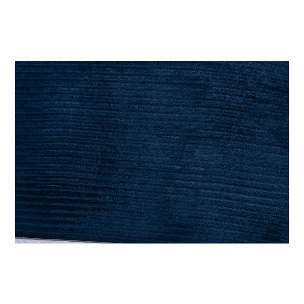 Navy Blue Velvet and Gold Metal Queen Size Panel Bed. Picture 6