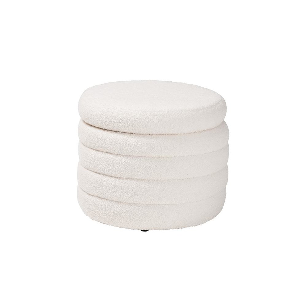 Tabitha Modern and Contemporary Ivory Boucle Upholstered Storage Ottoman. Picture 1