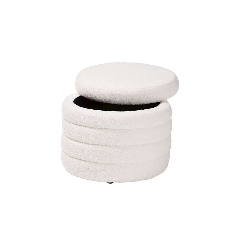 Tabitha Modern and Contemporary Ivory Boucle Upholstered Storage Ottoman. Picture 2