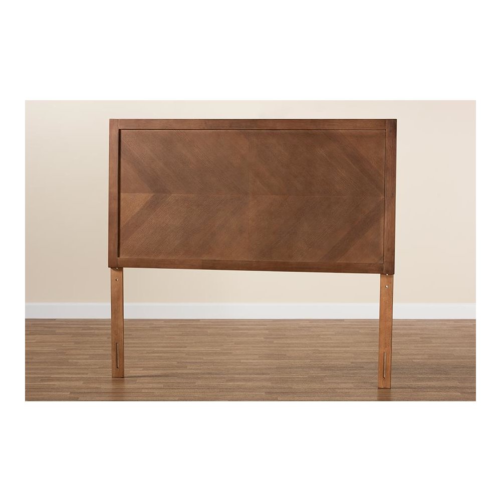 Terrian Classic and Traditional Ash Walnut Finished Wood Queen Size Headboard. Picture 6