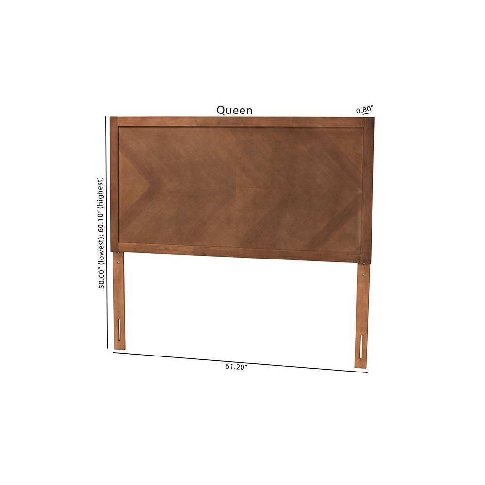 Terrian Classic and Traditional Ash Walnut Finished Wood Queen Size Headboard. Picture 7