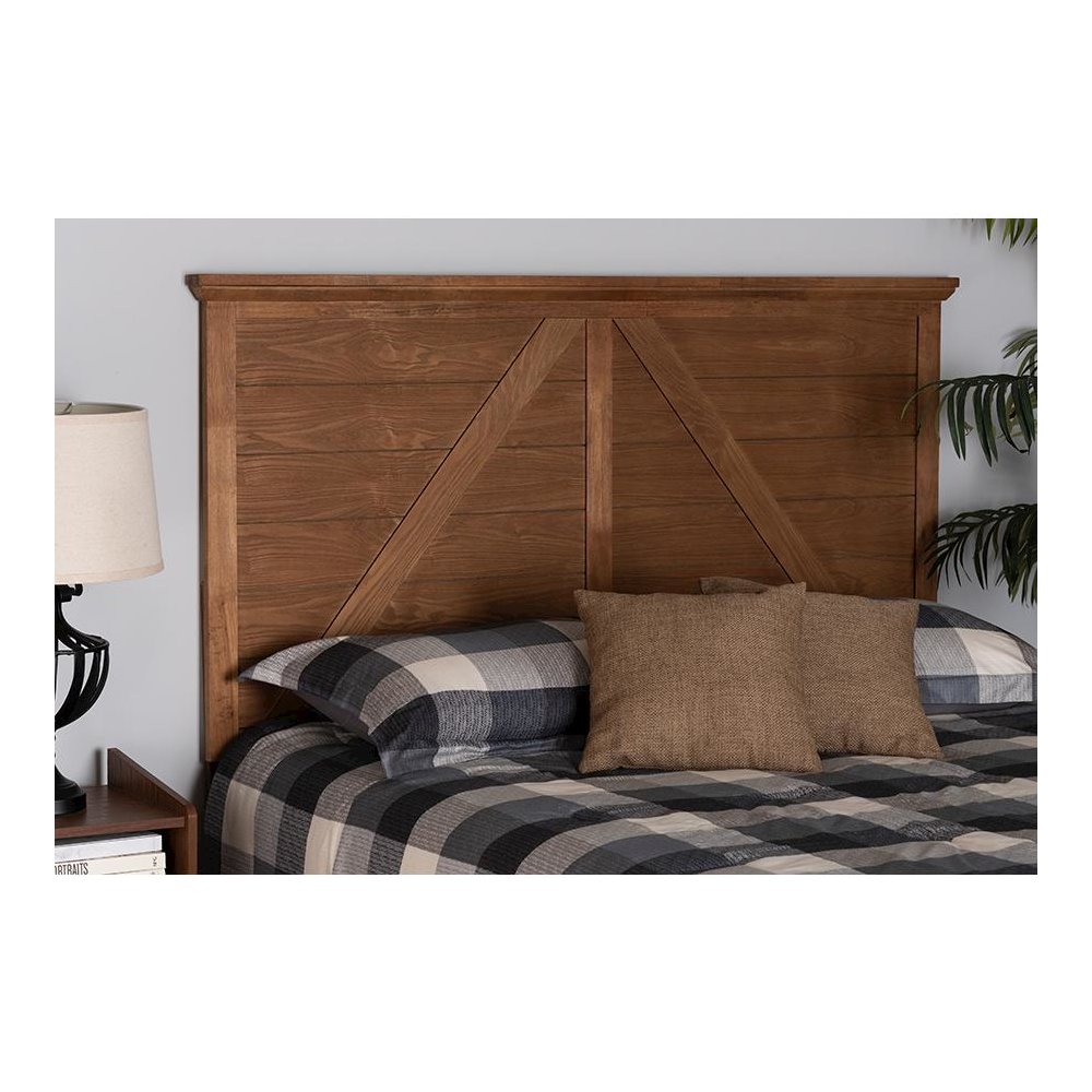 Yorick Classic and Traditional Ash Walnut Finished Wood Queen Size Headboard. Picture 5