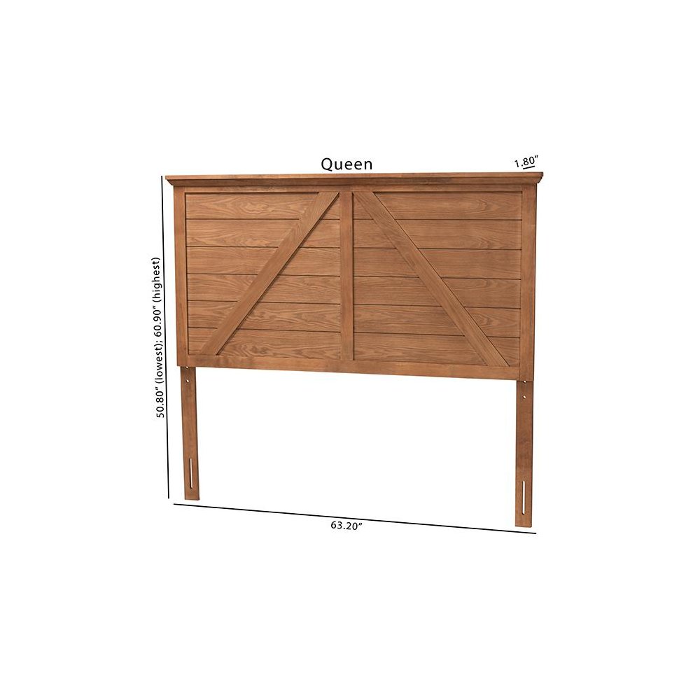 Yorick Classic and Traditional Ash Walnut Finished Wood Queen Size Headboard. Picture 7