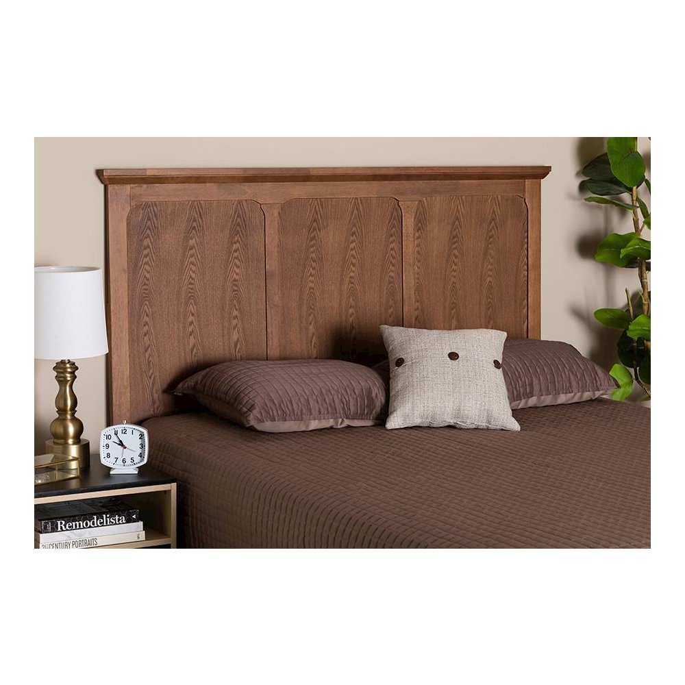 Alarice Classic and Traditional Ash Walnut Finished Wood Queen Size Headboard. Picture 5