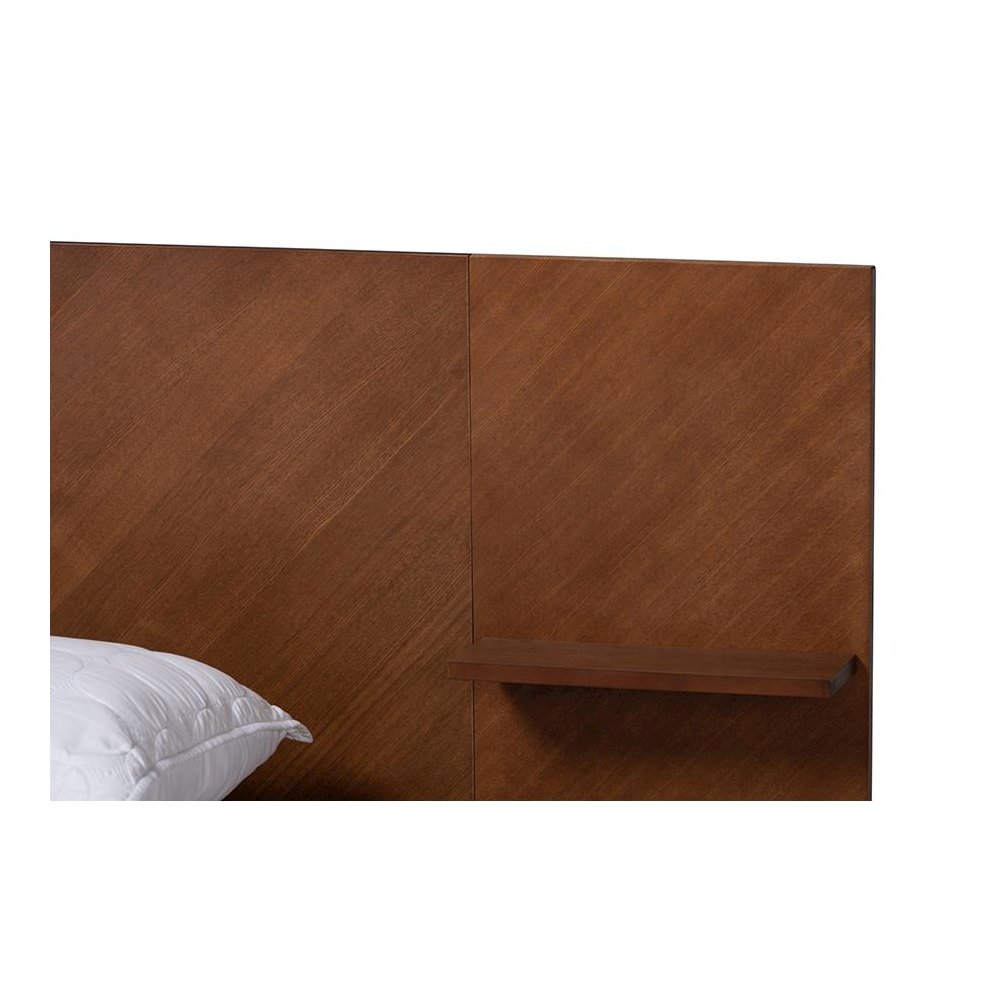 Walnut Finished Wood Queen Size Platform Storage Bed with Built-In Nightstands. Picture 5