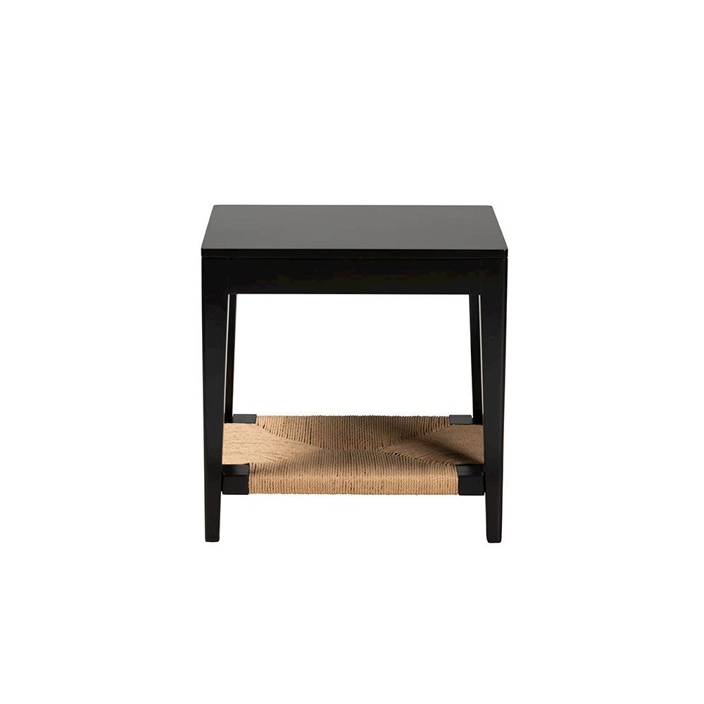 bali & pari Freya Modern Bohemian Black Finished Bayur Wood End Table. Picture 2