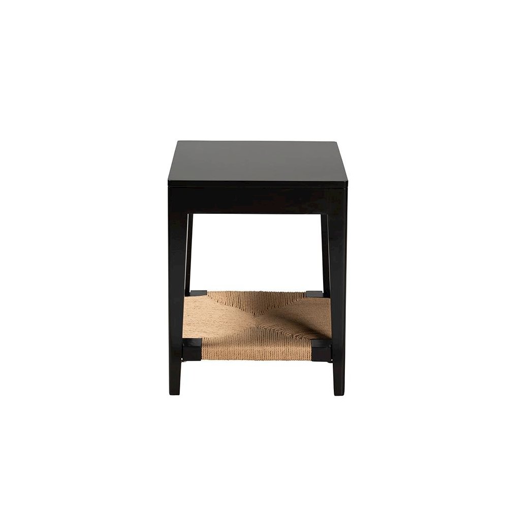bali & pari Freya Modern Bohemian Black Finished Bayur Wood End Table. Picture 3