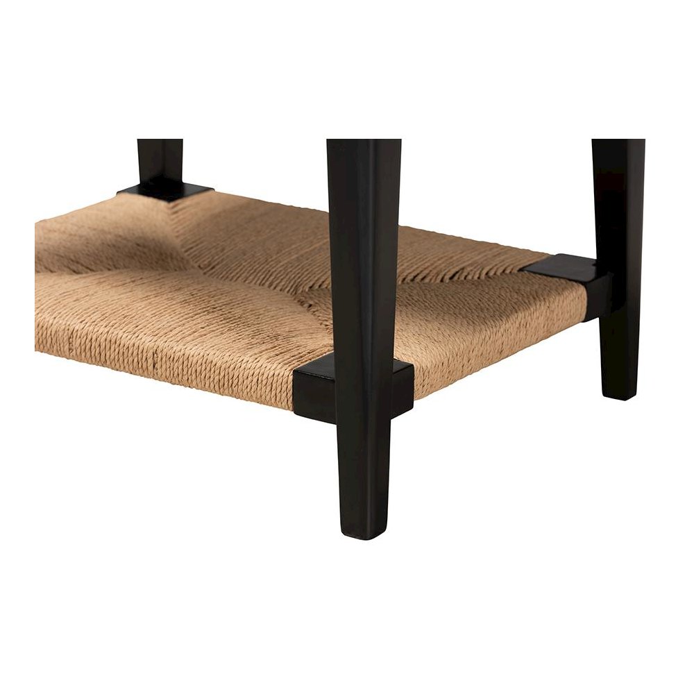 bali & pari Freya Modern Bohemian Black Finished Bayur Wood End Table. Picture 4