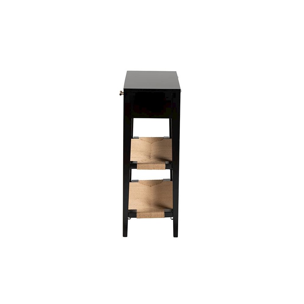 Bohemian Black Finished Bayur Wood 1-Drawer Console Table. Picture 4
