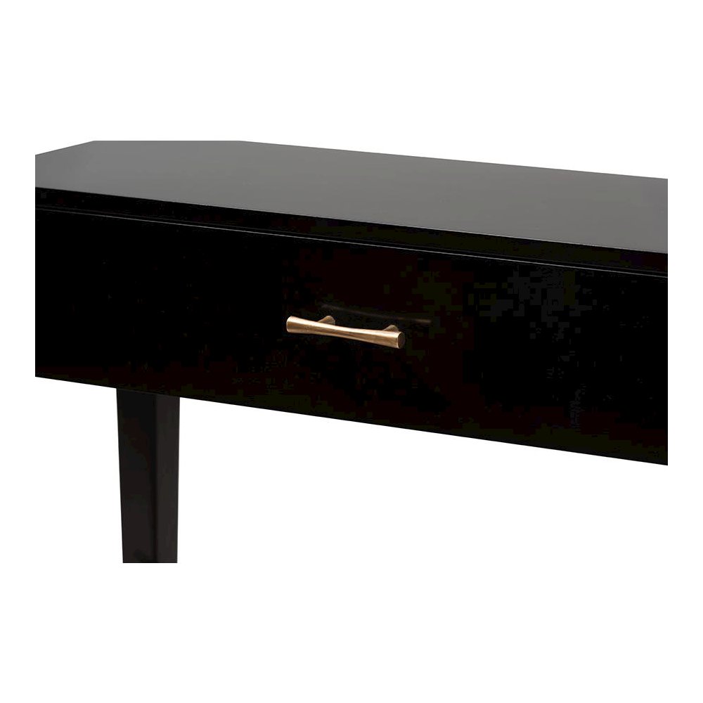 Bohemian Black Finished Bayur Wood 1-Drawer Console Table. Picture 5