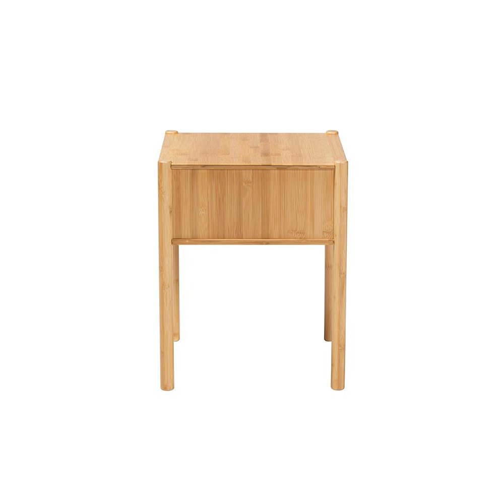 Transitional Natural Brown Bamboo Wood 1-Drawer End Table. Picture 4