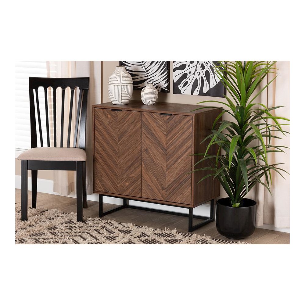 Baxton Studio Sadia Modern Walnut Brown Finished Wood Storage Cabinet. Picture 8