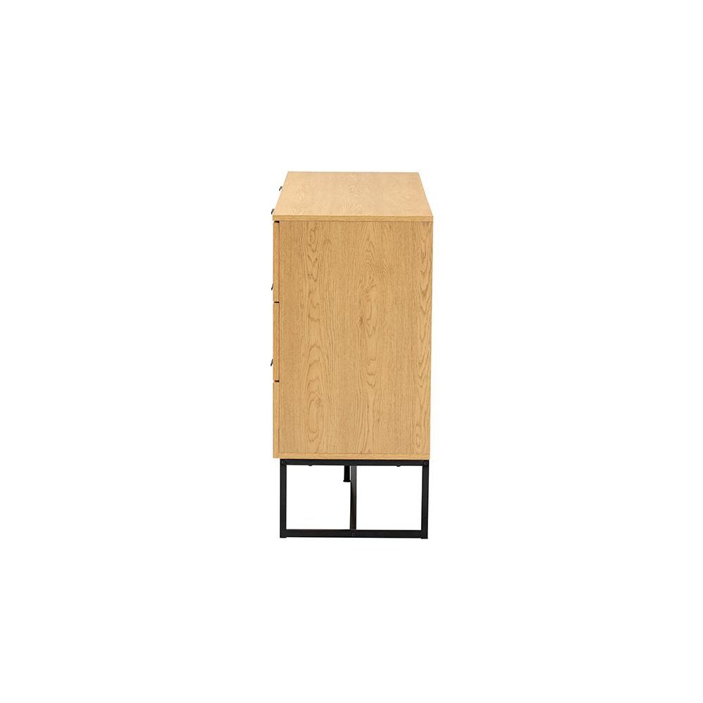 Black Metal 6-Drawer Storage Cabinet with Natural Rattan. Picture 4