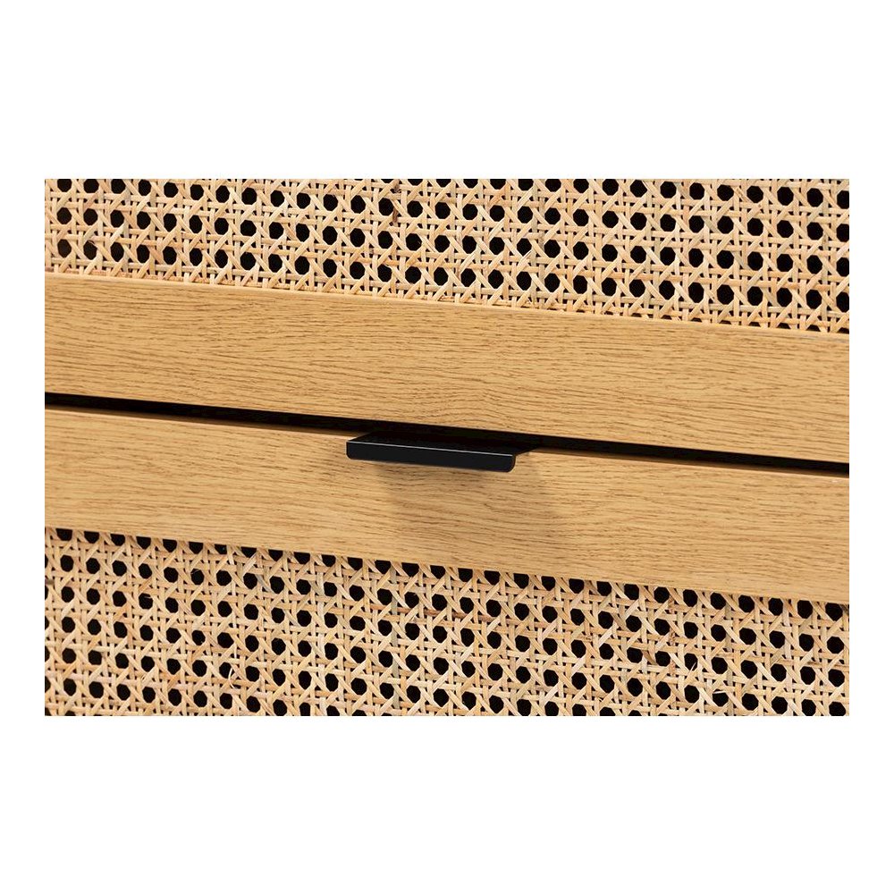 Black Metal 6-Drawer Storage Cabinet with Natural Rattan. Picture 5