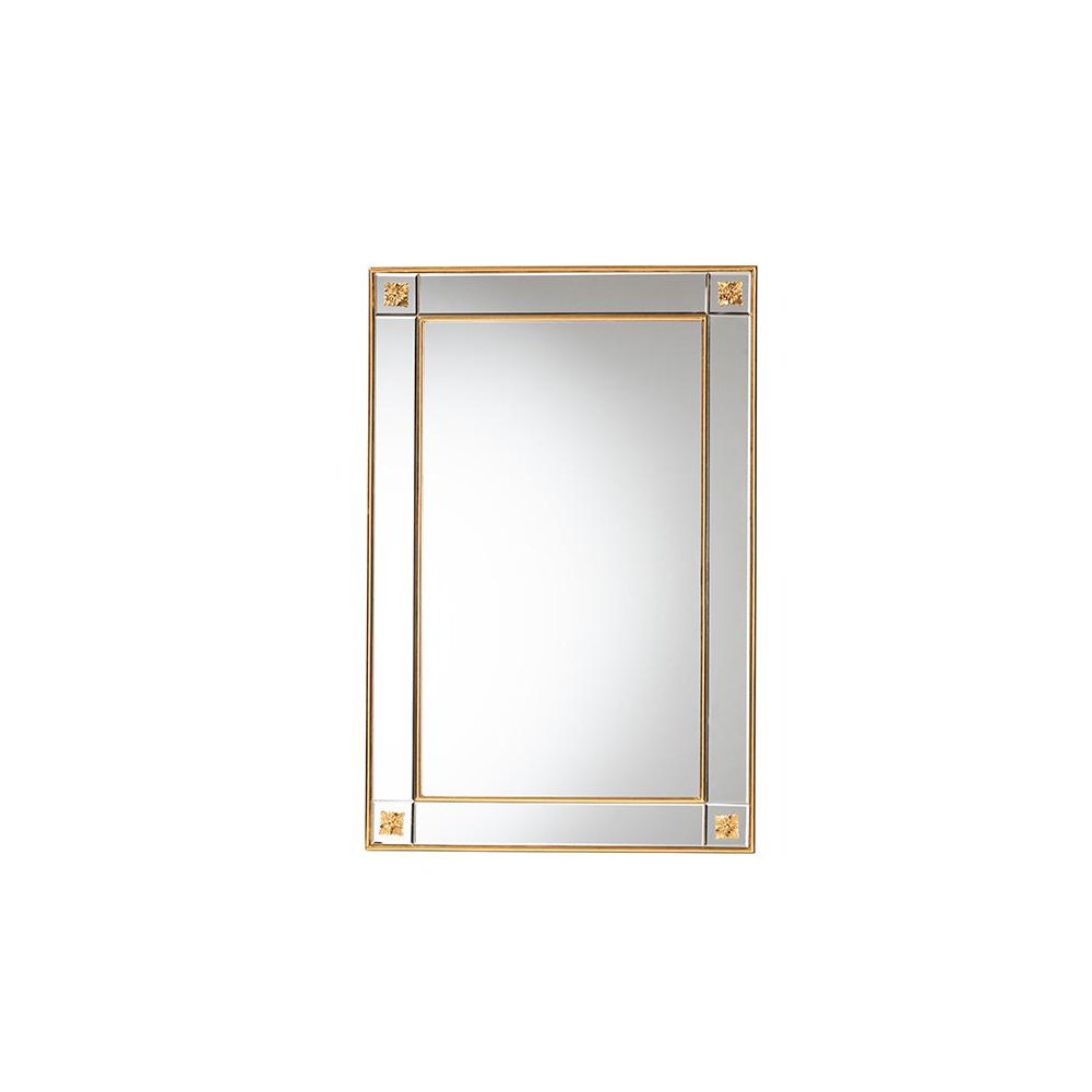 Iara Modern Glam and Luxe Antique Goldleaf Finished Wood Accent Wall Mirror. Picture 1