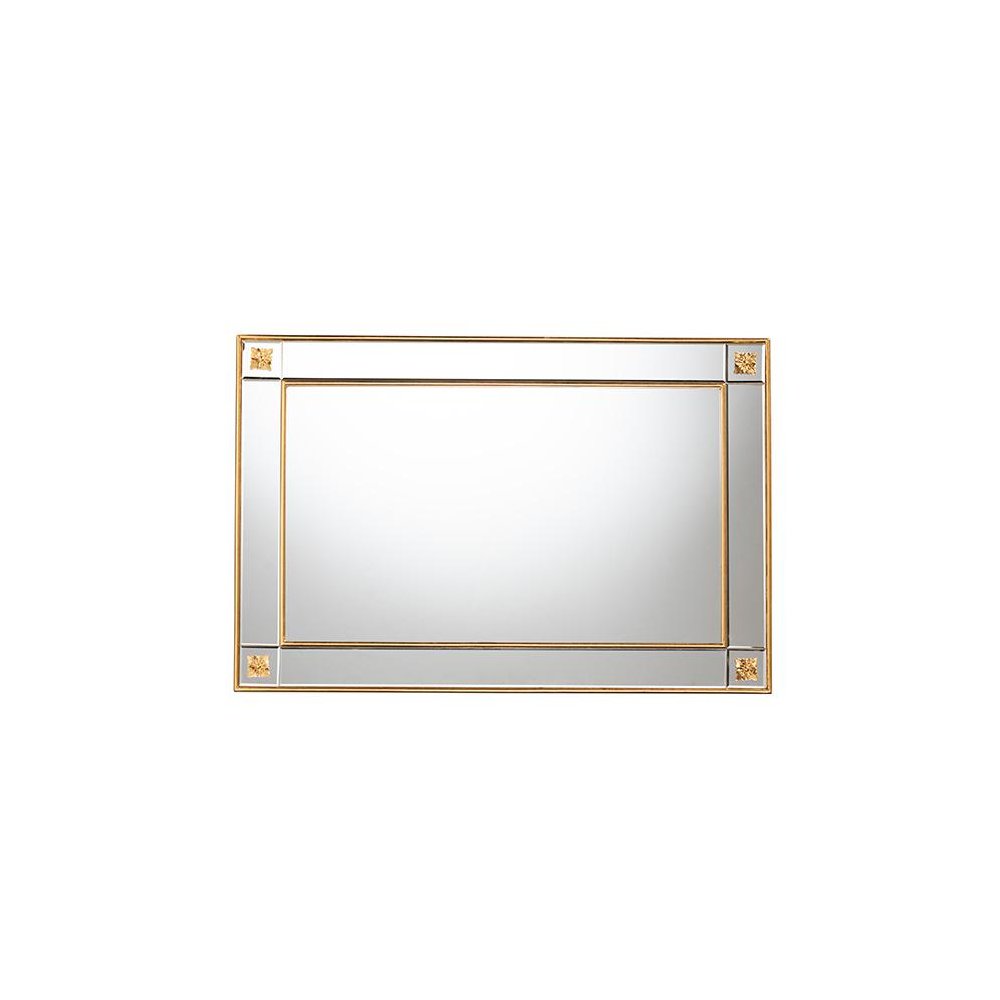 Iara Modern Glam and Luxe Antique Goldleaf Finished Wood Accent Wall Mirror. Picture 2
