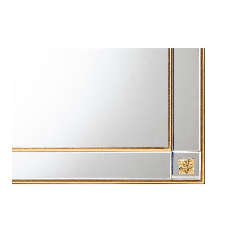 Iara Modern Glam and Luxe Antique Goldleaf Finished Wood Accent Wall Mirror. Picture 3