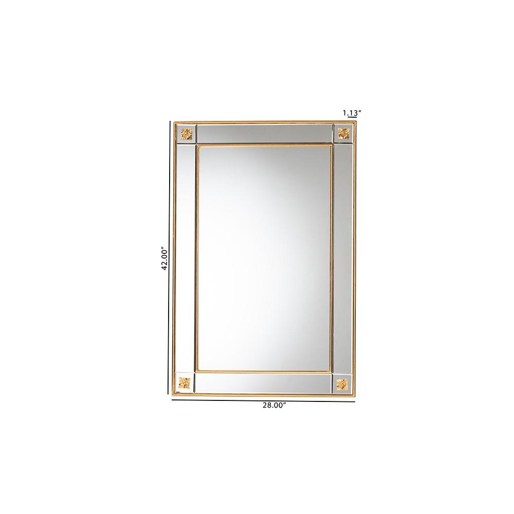Iara Modern Glam and Luxe Antique Goldleaf Finished Wood Accent Wall Mirror. Picture 5