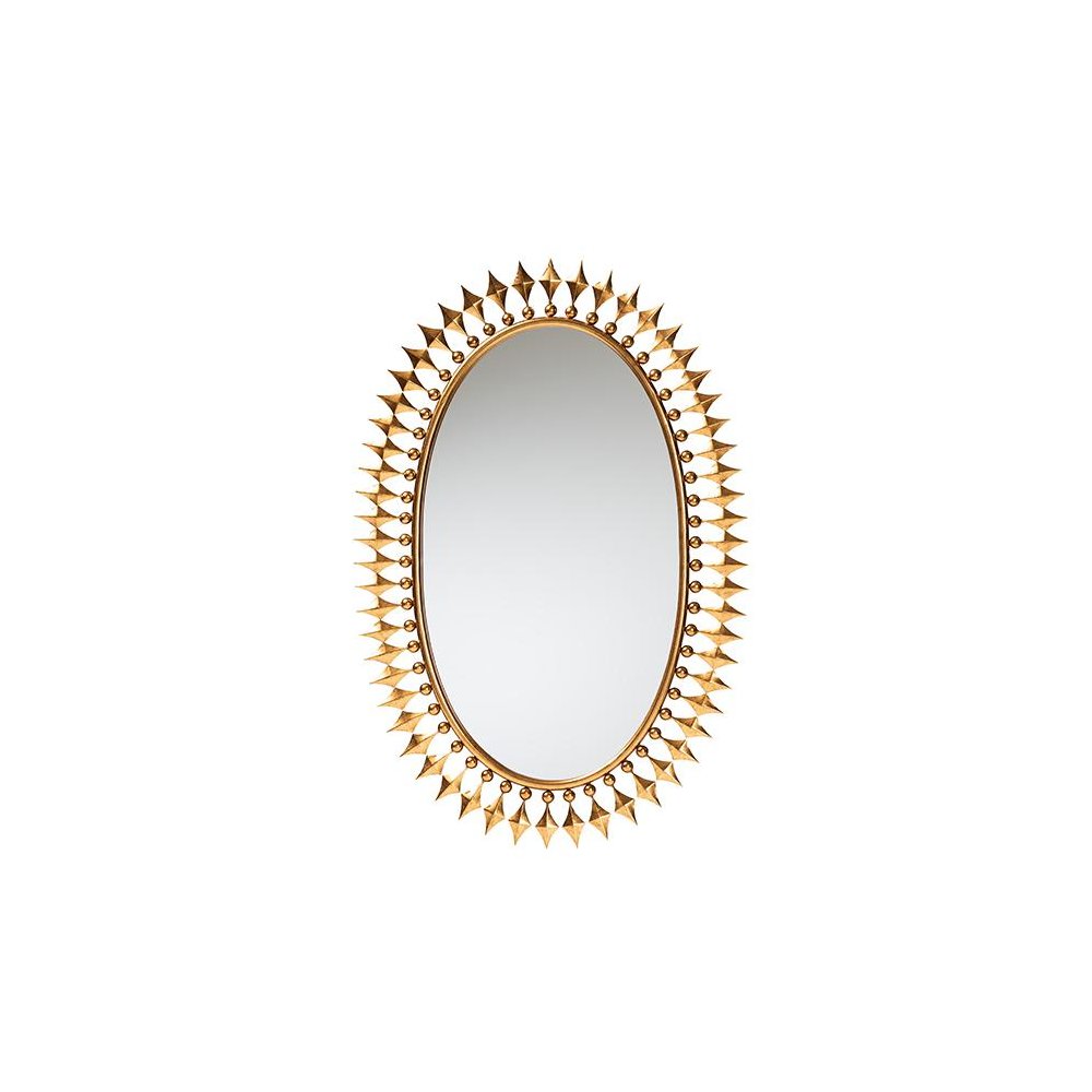 Rogier Modern Glam and Luxe Antique Goldleaf Metal Accent Wall Mirror. Picture 1