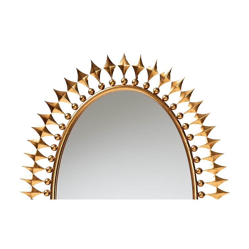 Rogier Modern Glam and Luxe Antique Goldleaf Metal Accent Wall Mirror. Picture 2