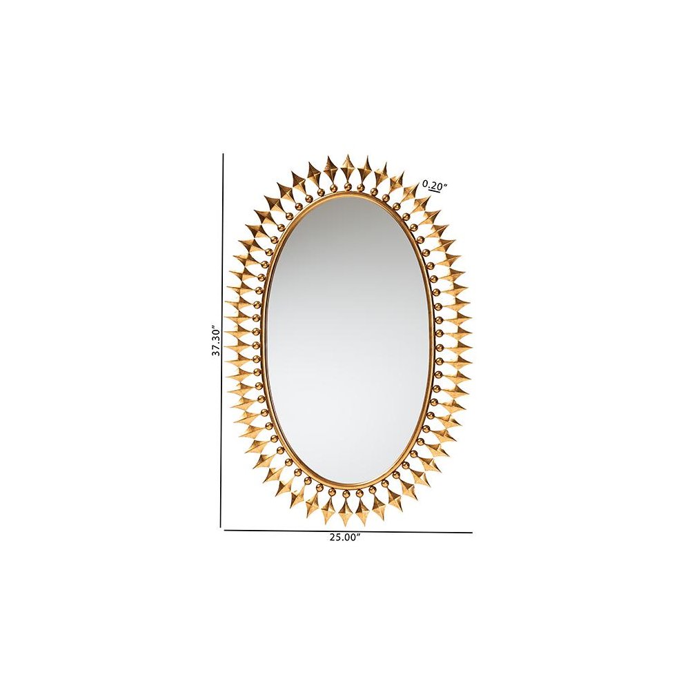 Rogier Modern Glam and Luxe Antique Goldleaf Metal Accent Wall Mirror. Picture 4
