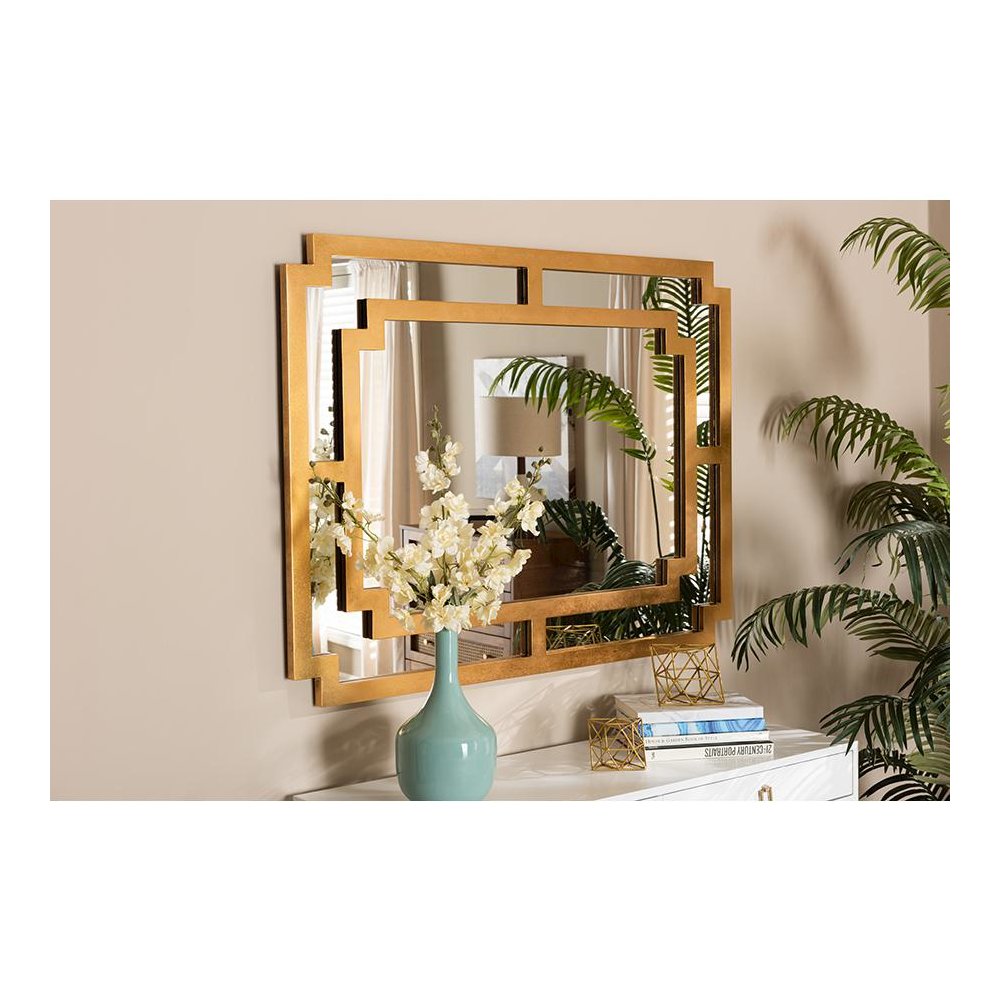 Dayana Modern and Contemporary Antique Gold Finished Wood Accent Wall Mirror. Picture 3