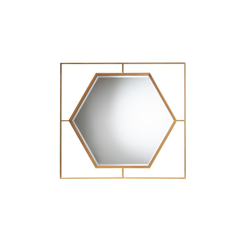 Gates Modern Glam and Luxe Antique Goldleaf Metal Accent Wall Mirror. Picture 1