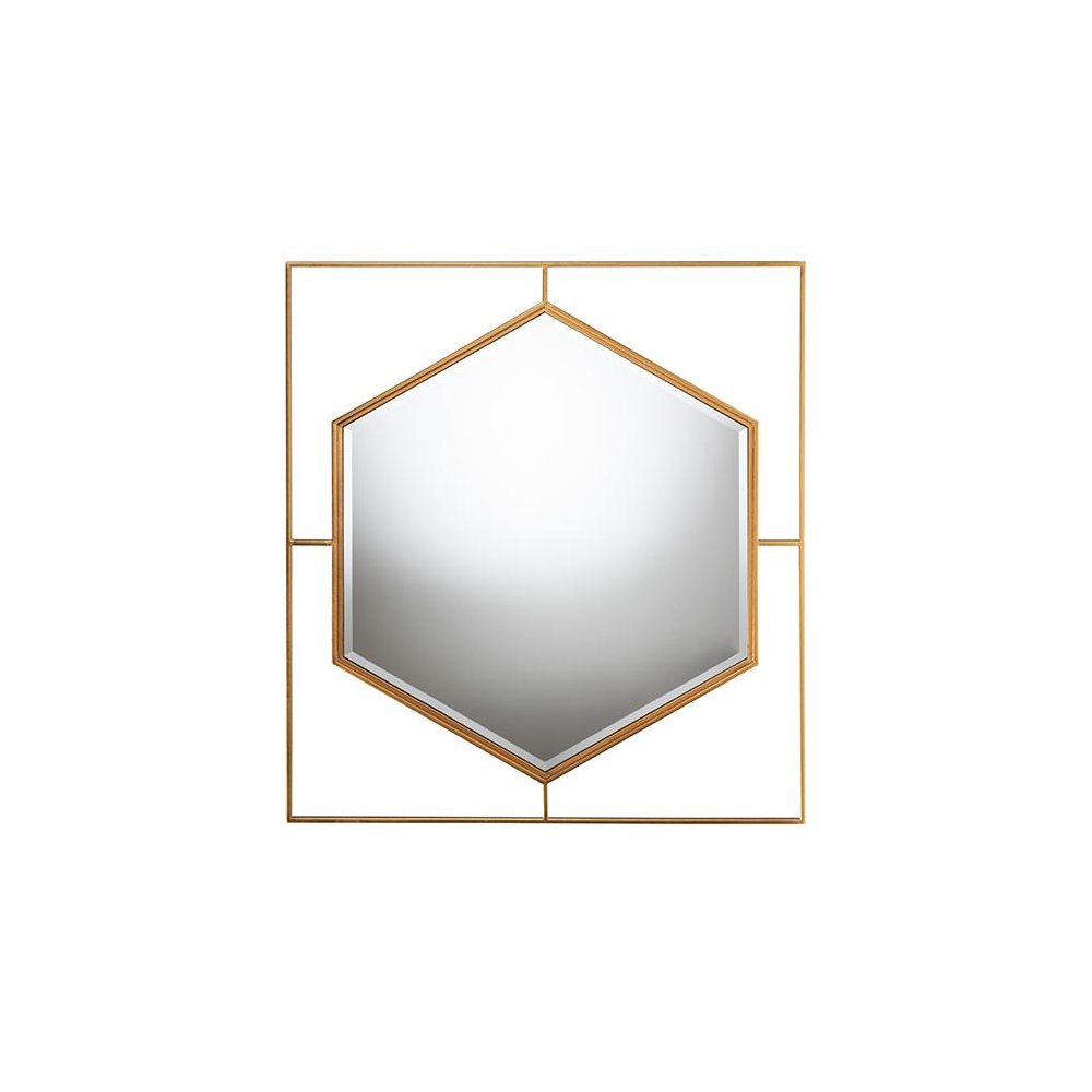 Gates Modern Glam and Luxe Antique Goldleaf Metal Accent Wall Mirror. Picture 2