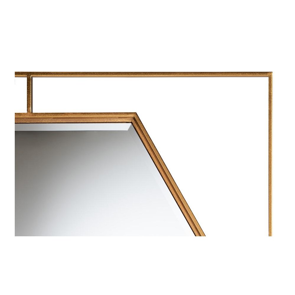 Gates Modern Glam and Luxe Antique Goldleaf Metal Accent Wall Mirror. Picture 3