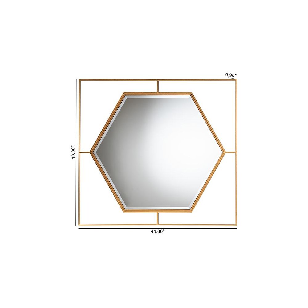 Gates Modern Glam and Luxe Antique Goldleaf Metal Accent Wall Mirror. Picture 5