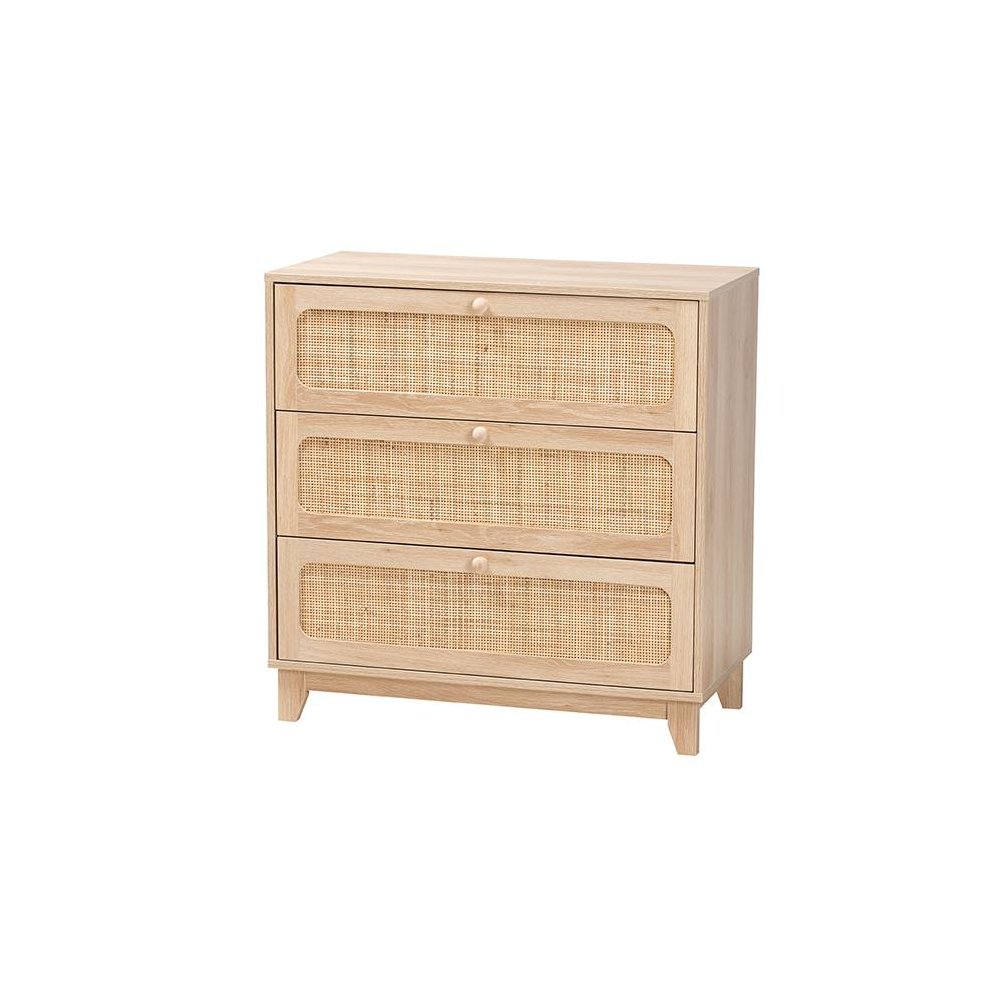 Natural Rattan 3-Drawer Storage Cabinet. Picture 1