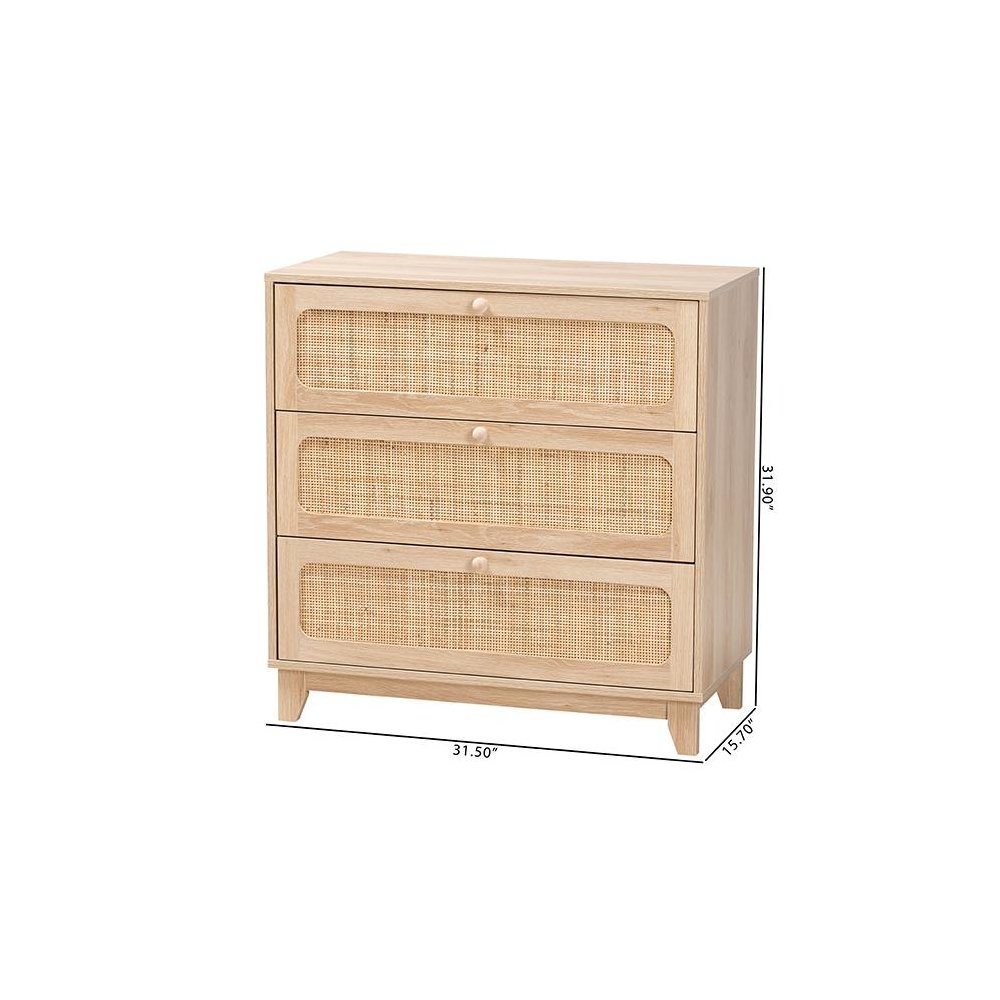Natural Rattan 3-Drawer Storage Cabinet. Picture 10