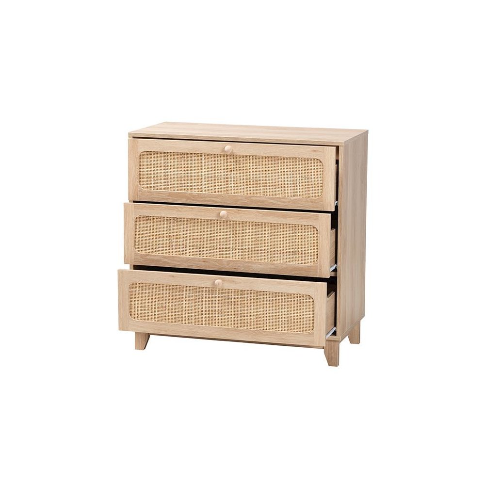 Natural Rattan 3-Drawer Storage Cabinet. Picture 2