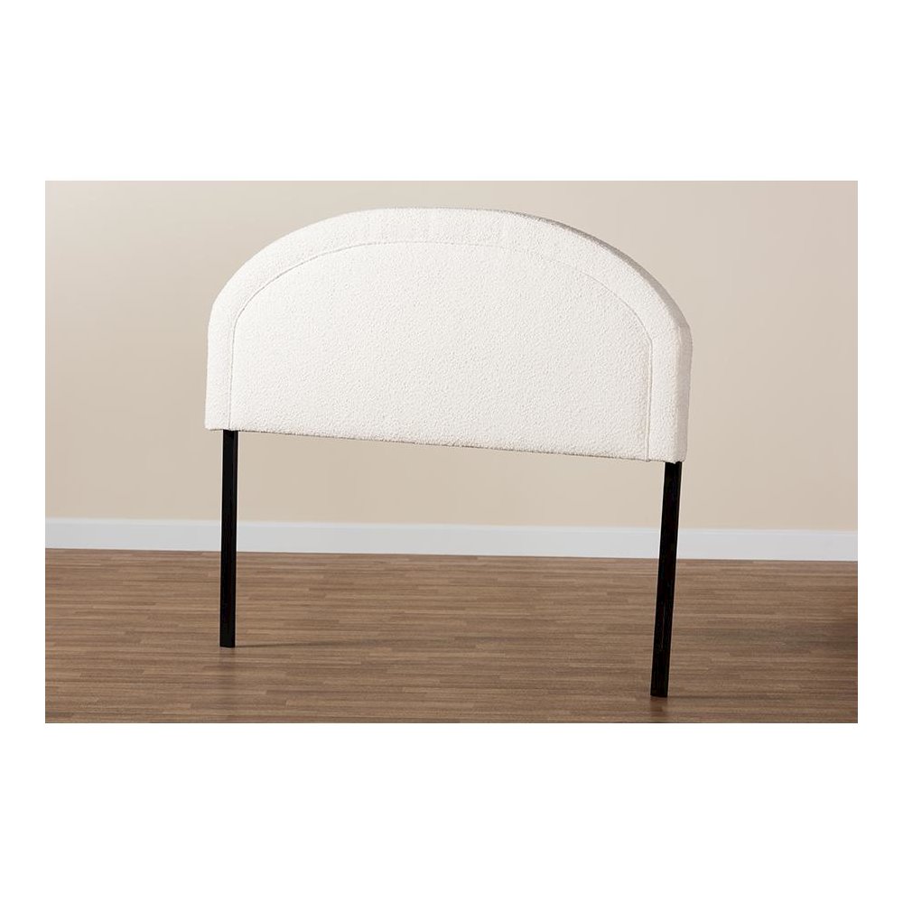 Baxton Studio Fiana Modern Cream Boucle Fabric Queen Size Headboard. Picture 6