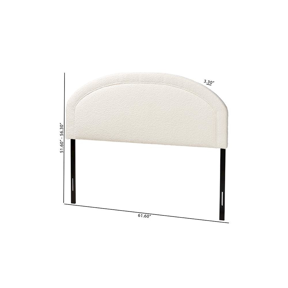 Baxton Studio Fiana Modern Cream Boucle Fabric Queen Size Headboard. Picture 7