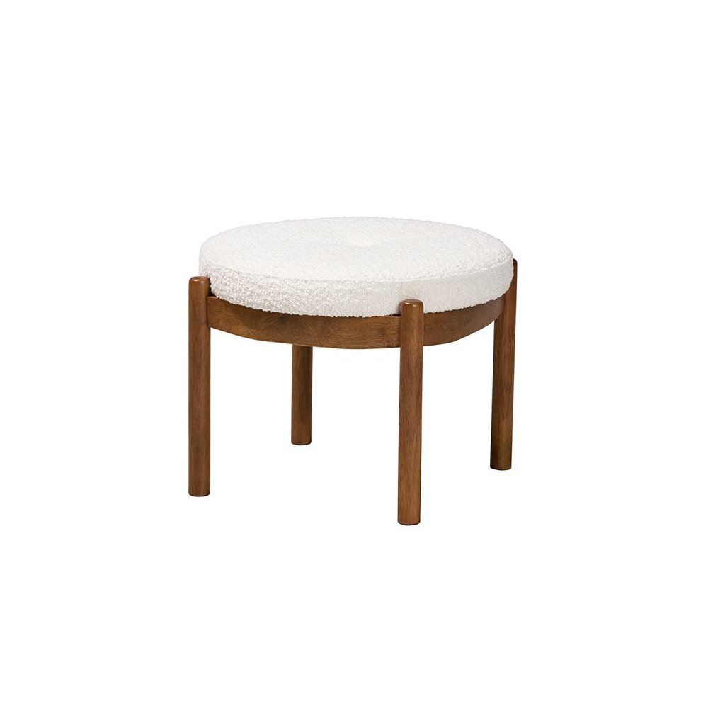 Walnut Brown Finished Rubberwood Ottoman Footstool. Picture 1