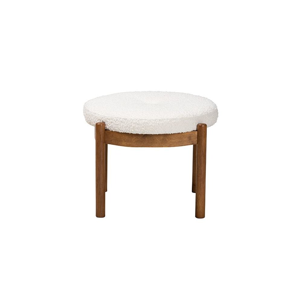 Walnut Brown Finished Rubberwood Ottoman Footstool. Picture 2